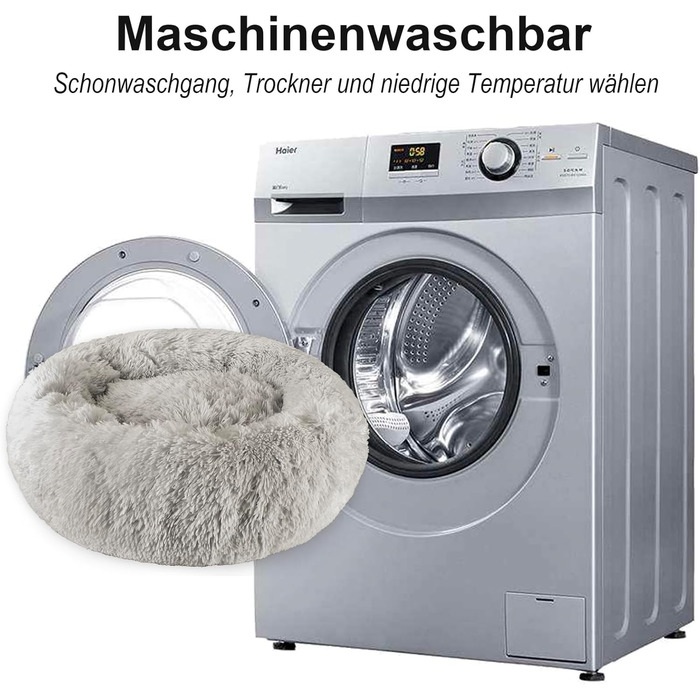 Крісло-лежанка для собак великих та середніх порід, 60 см Ø - м'яке та дихаюче лежанка з антиковзною основою та піднятим бортиком, темно-сірий колір, розмір 60 x 60 x 18 см