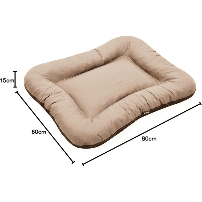 Ліжко для собак середніх порід 80x60 см, бежеве, знімний чохол, 4L Textil KLEO