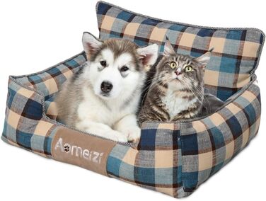 Ортопедичне собаче ліжко PETCUTE з підголовником, блакитне, для собак середніх та великих порід, знімний, washable, антиковзне, м'яке