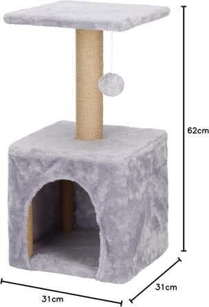 Кігтеточка SPRINGOS для котів з лежанкою, 245 см, сіра, регульована висота