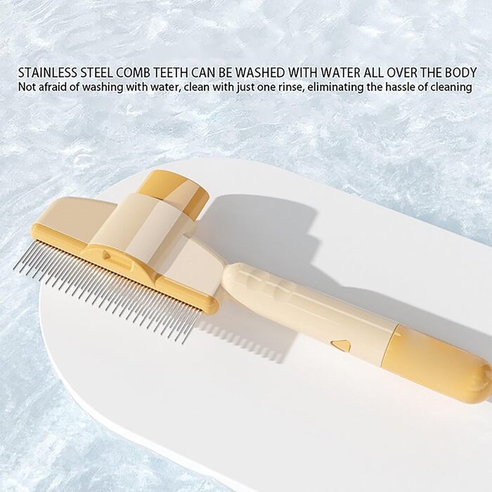 Щітка для котів та собак, видалення шерсті, з кнопкою для очищення, для довгої та короткої шерсті, сіра, інструменти для догляду за тваринами