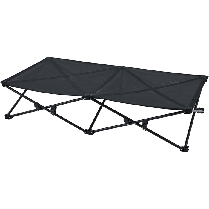 Ліжко для собак KingCamp підвищене, вуличне, чорне 57x57x23 см (L 132x68x29 см) - дихаюча сітка та фліс