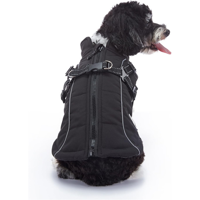 Зимовий теплий одяг для собак YRRYGMN: куртка з відбиваючими елементами, жилет для холодної погоди, для собак маленьких та середніх порід (L, сині крапки), чорний, S: обхват грудей 34-37 см