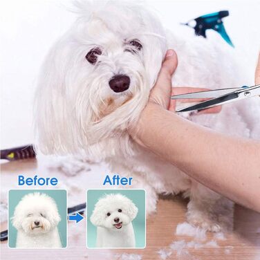 Набір ножиць для грумінгу собак, 7 дюймів, професійний набір для догляду за тваринами, нержавіюча сталь, вигнуті ножиці, ножиці для розрідження, гребінець для грумінгу, для собак та котів, 5 шт. чорний