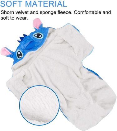 Костюм для домашніх тварин Gimilife: теплий халат-піжама для собак та котів, S (вага 3-7 кг, обхват грудей 44 см)