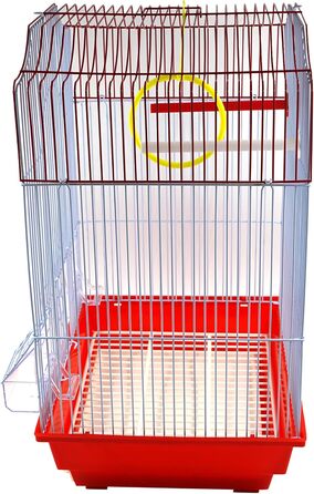 Клітка для птахів з годівницями, жердинами та гойдалками, 34,5x28x49,5 см, зелена (червона)
