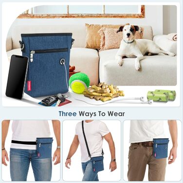 Футляр для ласощів для собак з магнітною застібкою, сумка для тренування собак з знімною внутрішньою кишенею, багатофункціональна сумка для ласощів для собак зі спонсором для фекалій, сірий (блакитний)