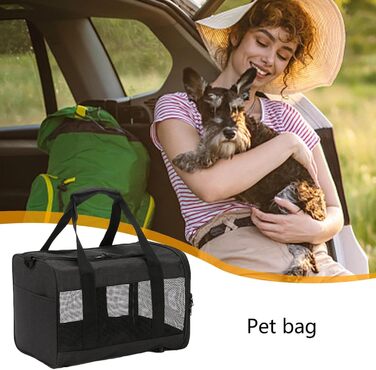 Транспортна переноска для тварин, складана сумка-переноска для котів та собак, чорна