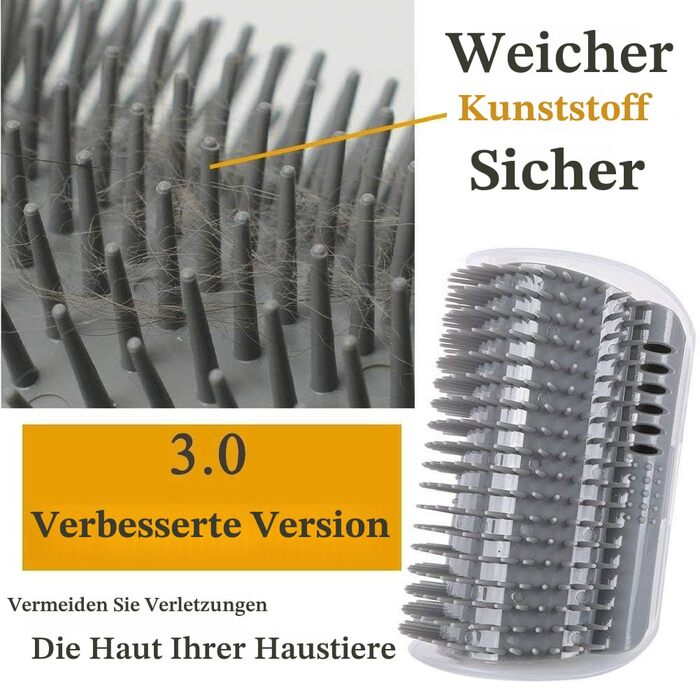 М'яка щітка для котів з масажною куточком, самостійний грумінг, 4 шт. (сірий)