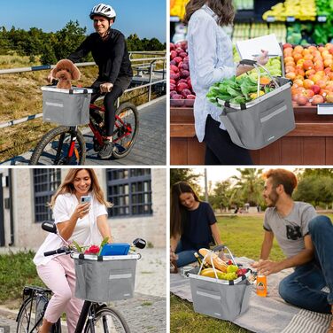 Кошик для велосипеда Lixada, передній, знімний, алюмінієвий, сірий