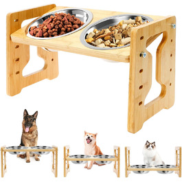 Підвищений годівниця для собак, регульований підставник для мисок, антиковзний, 5 рівнів висоти, 2 миски з нержавіючої сталі