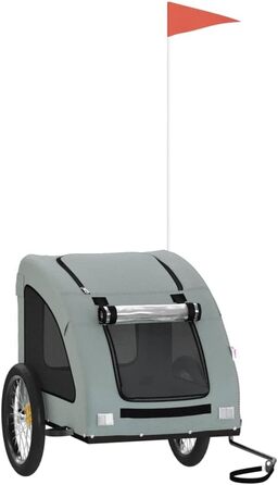 Фасба Причіп для собак, велосипедний причіп для тварин, причіп для собак з відбивачами та прапором, причіп для котів та домашніх тварин, сірий, Оксфордська тканина та метал, 137 x 68 x 72 см (Д x Ш x В)