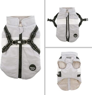Тепла куртка для собак, зимова жилетка для малих та середніх собак, пуловер для собак, вітронепроникна жилетка з кільцем для повідка, сірий колір, розмір M