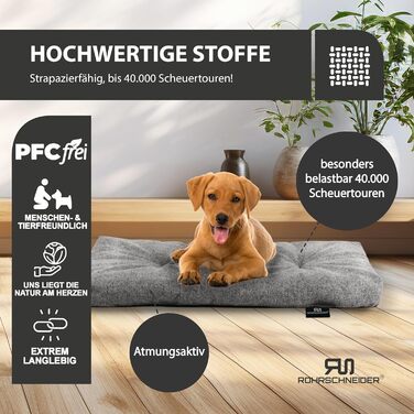 Крісло-лежанка для собак Rohrschneider, Made in EU, з антиковзким покриттям, сірого кольору, розмір 1 (50 x 80 x 7 см), з мискою для корму. Підходить для собак маленьких, середніх та великих порід, а також для котів.