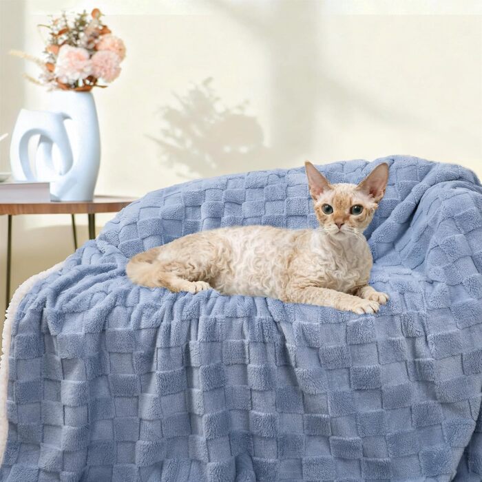 Водонепроникний килимок для собак Luciphia, великий розмір, Sherpa-fleece, двосторонній, захист ліжка та меблів, бежевий (X-Large 85x57 дюймів)