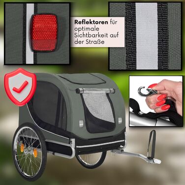 Причіп для собак SPRINGOS до 40 кг з прапорцем