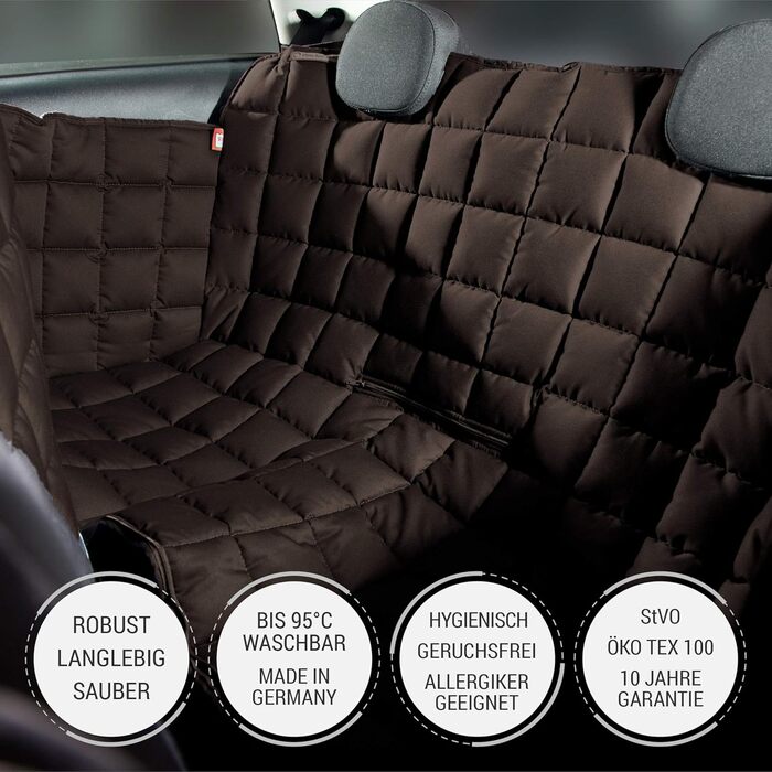 Захист для заднього сидіння автомобіля Doctor Bark Cabrio - водовідштовхувальний килимок для собак, коричневий, універсальний розмір, стійкий до подряпин