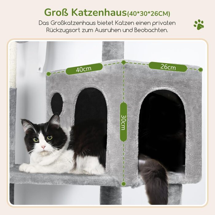 Комплекс для котів Globlazer Kratzbaum з гамаком 45x40 см, будиночком, платформами, 137 см, світло-сірий