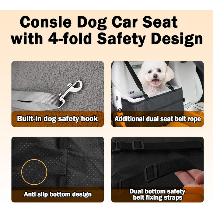 Автокрісло для собак - автокрісло для маленьких собак, з подвійним ременем безпеки, знімний чохол, сумка для зберігання