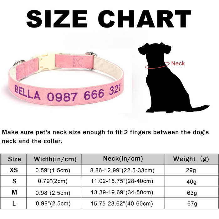 Персоналізоване собаче ошийник з металевою застібкою, двостороннє оксамитове ошийник з іменем та номером телефону, регульовані розміри для малих, середніх та великих собак (м'яке шкіряне ошийник)