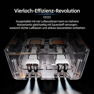 Повітряний компресор для акваріума Boxtech 10W, 4 виходи - тихий, регульований, для акваріумів 50-500л