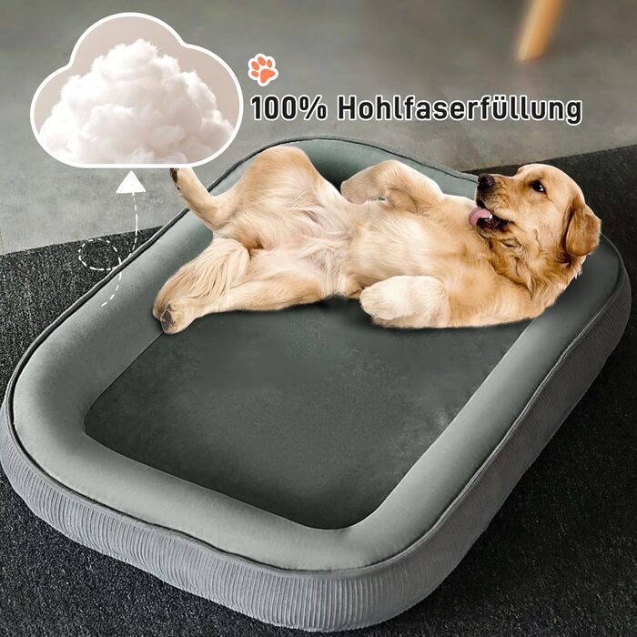 Ліжко для собак середніх та великих порід з високими бортиками, знімний та пральний чохол, кошик для собак, зручна подушка з роликом для шиї, неслизьке дно