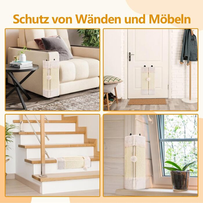 Котячий куточок для дряпання 2 шт. з м'ячиком, захист від дряпання стін та меблів, якісний сизаль