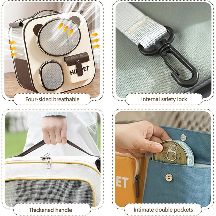 Рюкзак для тварин Galatée з колесами, зручний рюкзак для котів з знімними колесами, ролер-переноска для тварин, рюкзак для собак, ідеальний для подорожей/походів/відпочинку на природі (Блакитний)