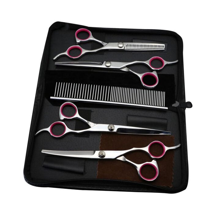 Ножиці для стрижки шерсті тварин Milisten - професійний набір для грумінгу собак та інших тварин. Срібний колір.