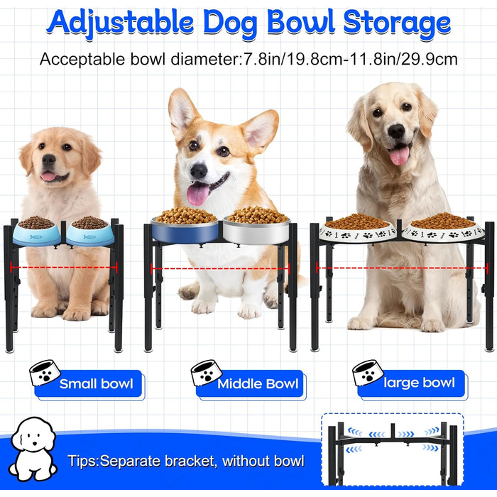 Підставка для корму для собак, регульована по висоті, металева, Quadrangle