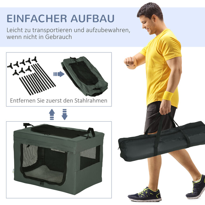 PawHut Dog Bag Box з сітчастим вікном та подушкою, коробка для транспортування кішок Oxford Grey для собак до 4 кг