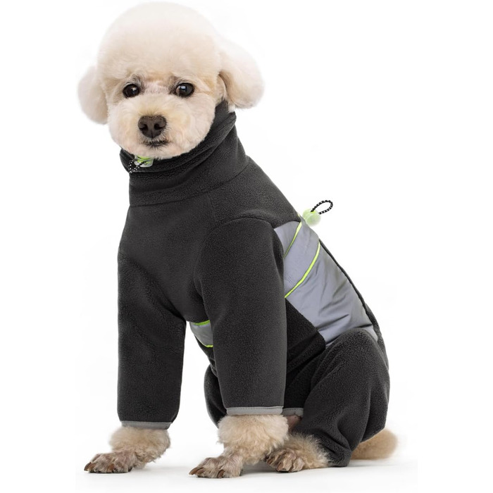 Флісовий теплий зимовий костюм для собак BT Bär з кільцем D, світловідбиваючими елементами та блискавкою (S, Темний сірий)
