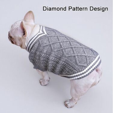 Теплий пуловер для собак, пуловер для цуценят, пуловер для чихуахуа, бульдога, коргі, французького бульдога (Сірий, XXX-Large)