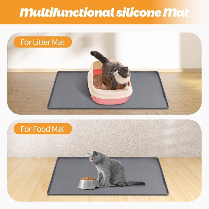 Килимок для котячого туалету Kalolary великий, силіконовий, сірий (86x56 см)