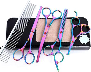 Набір професійних ножиць для грумінгу собак та котів з нержавіючої сталі. Ножиці для грумінгу з закругленими кінцями та витонченим лезом. Ідеально підходять для стрижки та витончення шерсті.