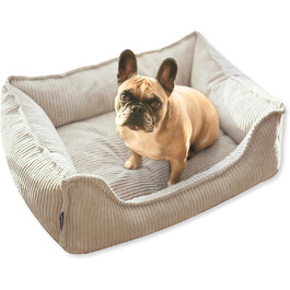 4L Textil М'яке собаче ліжко з корду Hugo Premium-LINE, ортопедичне для маленьких собак, з memory foam, бежеве, 60x40 см
