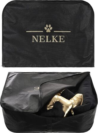 NELKE Розкішне ліжко для собак Glamour-стиль. Чорне ліжко-софа з золотими крилами для маленьких та середніх собак. Знімний, washable (можливість прання)