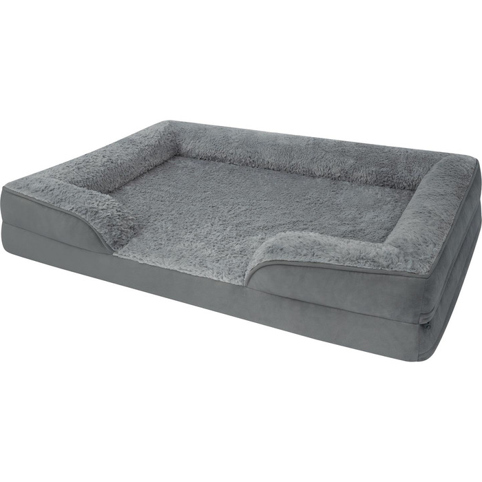 Ергономічне собаче ліжко Normani для великих, середніх та малих собак - ортопедична подушка для собак - диванчик для собак з високим бортиком (Антрацит, 50x60x14 см)