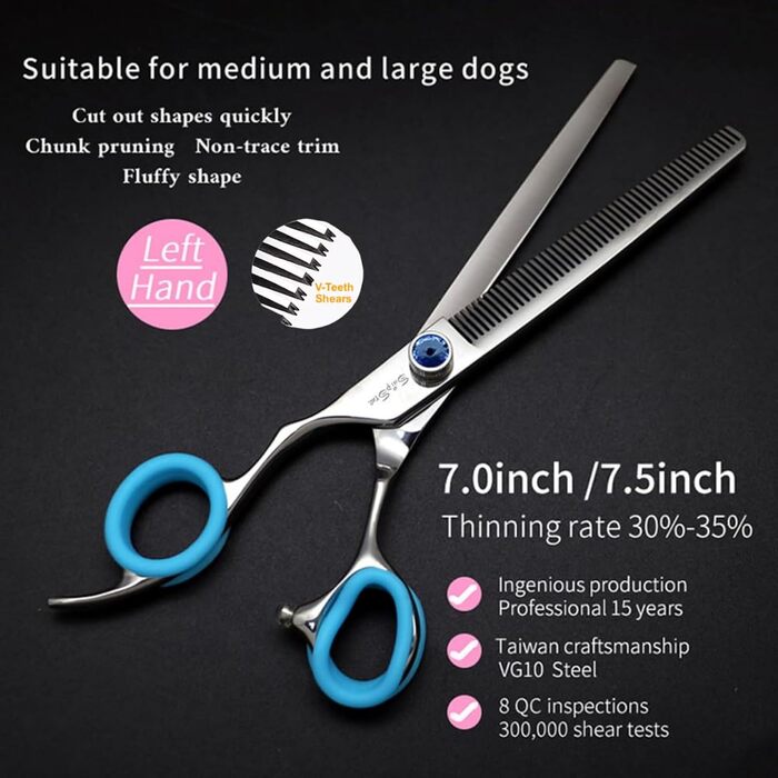 Професійна ножиця для грумінгу собак та котів, 7 дюймів, VG10 сталь, 35% ножиці для розрідження, фіолетовий колір