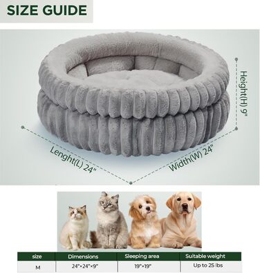 Туннель для котів KunpengZen, фетровий донат з шурхотом, котяча печера, іграшка-кошик для котів та дрібних тварин (до 4 кг), 60 см, сірий