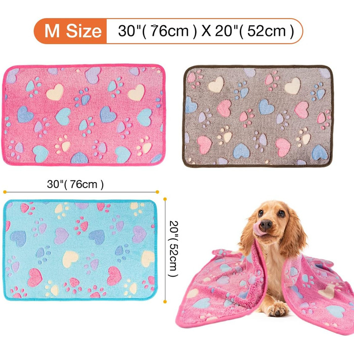 М'яка ковдра для домашніх тварин - ковдра для собак, котів, маленьких цуценят. Миюча, тепла, сердечка (Medium)