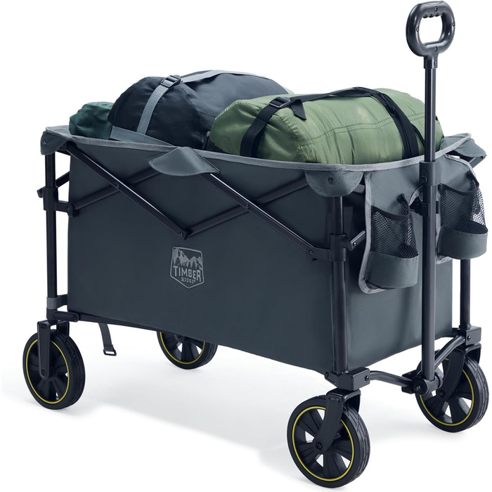 Болерваген Timber Ridge 200L складний з підстаканником, для саду, кемпінгу, покупок. Витримує 100 кг (сірий)