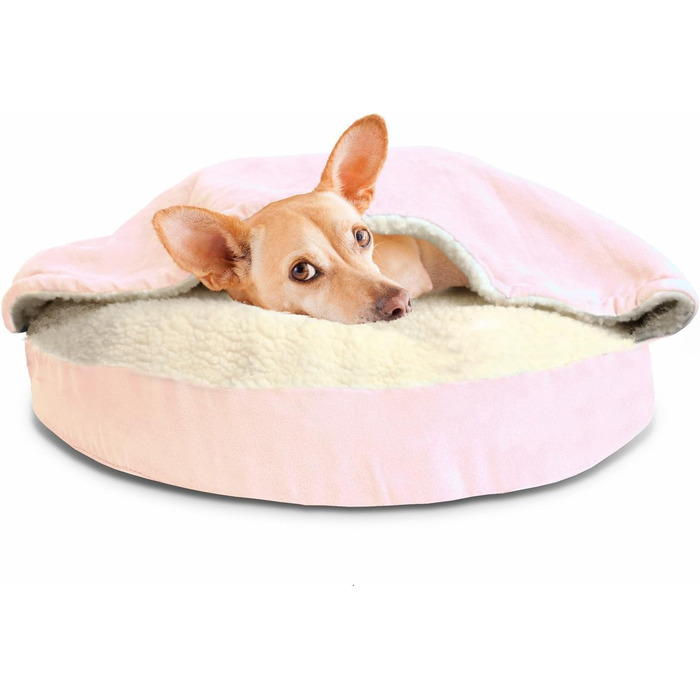 Ортопедичне ліжко для собак Furhaven, 66 см, для середніх та маленьких собак, до 13,6 кг, знімний, пральний чохол, Sherpa & Wildleder Snuggery, блакитне, з м'якої вовни та замші, 66 x 66 x 8 см