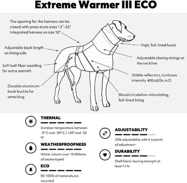 Теплий екологічний комбінезон для собак Hurtta Extreme Warmer III ECO, колір бузковий (розмір 65)