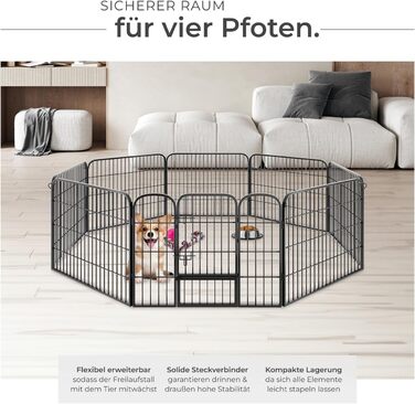 Тектейк вольєр для цуценят, 60 см, 8 грат, чорний - 402502