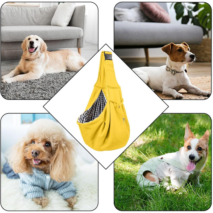 Трагеція для собак маленьких порід | Змінна сумка-переноска для собак - Регульована переноска для тварин, переноска для собак для подорожей, прогулянок на відкритому повітрі (Жовта)