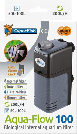 Акваріумний фільтр Superfish Aqua-flow-100 для води, чорний, з вилкою UK, 1 шт