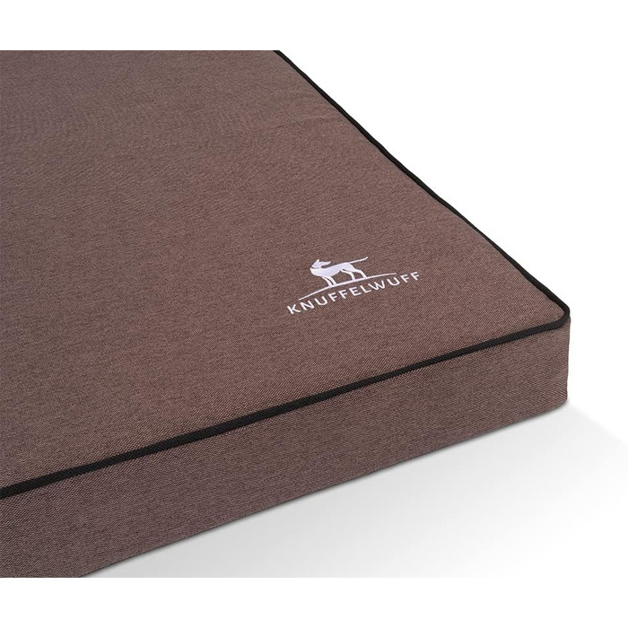 Ортопедичний лежак для собак Knuffelwuff Nantucket з велюру, ручної роботи, 80 x 60 см, коричневий. Знімний, пральний чохол. Підходить для великих, середніх та маленьких собак. Розміри: 80 x 60 x 10 см