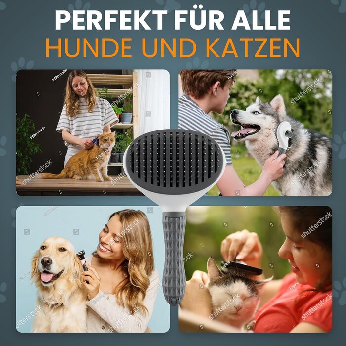 Набір щіток для котів та собак: для короткої та довгої шерсті. Включає ножиці для кігтів, зменшує випадіння шерсті, забезпечує блискуче хутро, легко очищаються натисканням кнопки. (Сірий)
