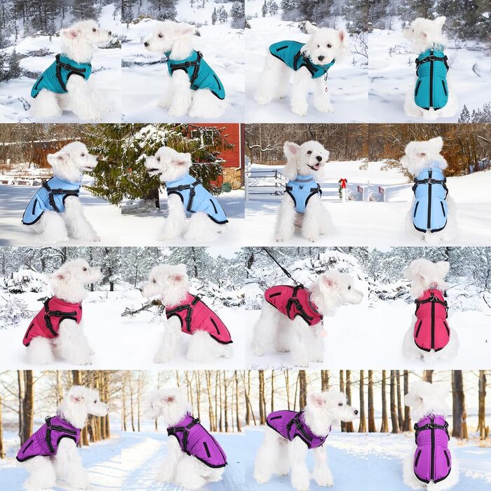 Водонепроникний зимовий одяг для собак Poseca з інтегрованим нашийником, теплий, для маленьких, середніх та великих собак, блакитний